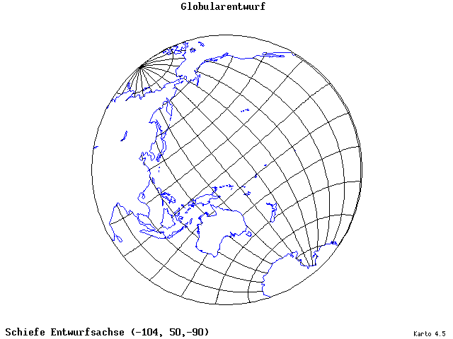 Globular Projection - 105°W, 50°N, 270° - standard