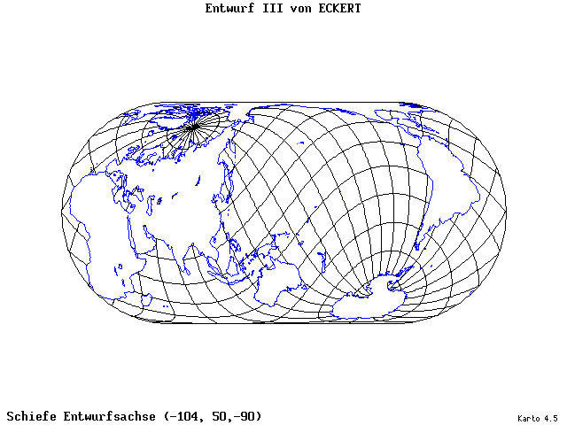 Pseudocylindrical Projection (Eckhart III) - 105°W, 50°N, 270° - standard