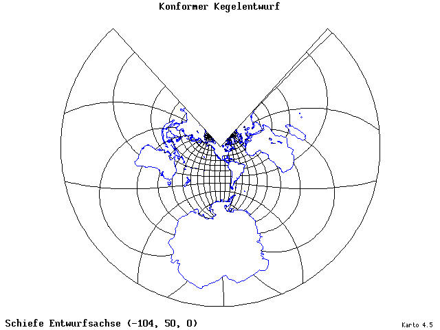 Conical Conformal Projection - 105°W, 50°N, 0° - wide