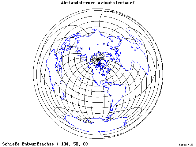 Azimuthal Equidistant Projection - 105°W, 50°N, 0° - wide