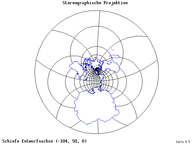 Stereographic Projection - 105°W, 50°N, 0° - wide