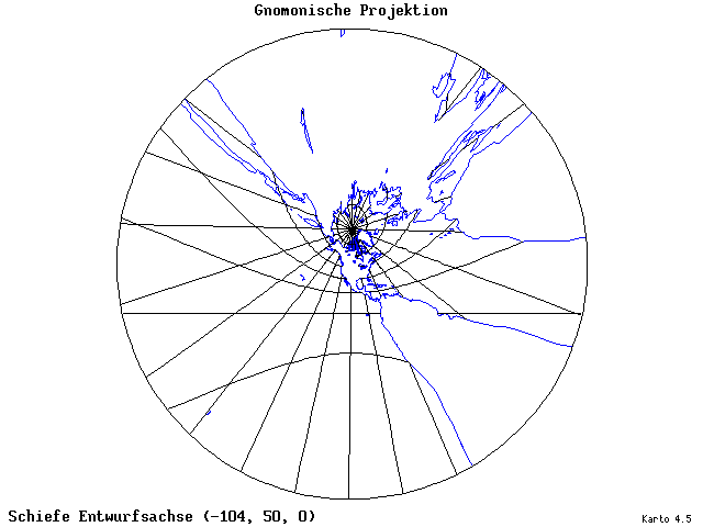 Gnomonic Projection - 105°W, 50°N, 0° - wide