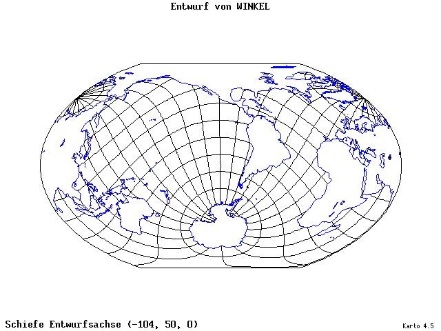 Winkel's Projection - 105°W, 50°N, 0° - wide