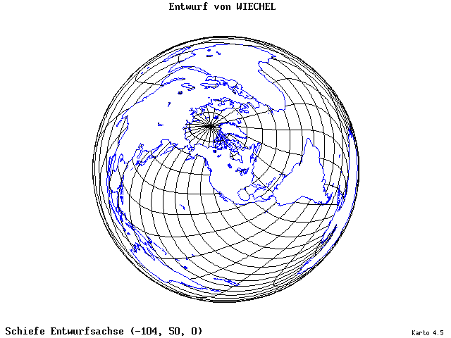 Wiechel's Projection - 105°W, 50°N, 0° - wide