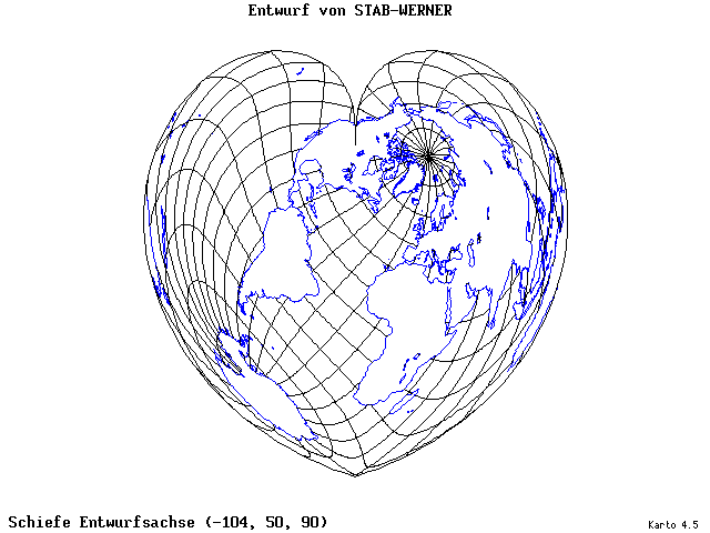 Stab-Werner Projection - 105°W, 50°N, 90° - wide