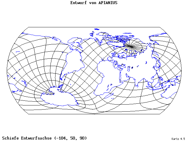 Apianius' Projection - 105°W, 50°N, 90° - wide