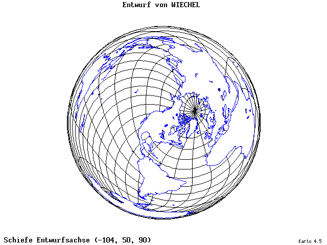 Wiechel's Projection - 105°W, 50°N, 90° - wide