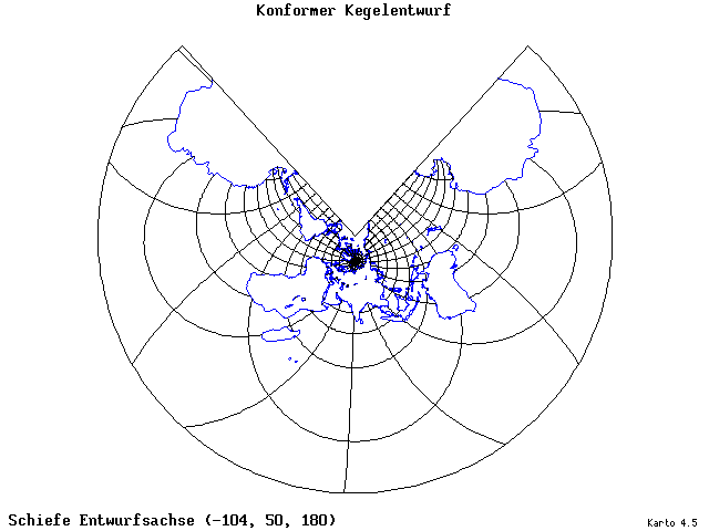 Conical Conformal Projection - 105°W, 50°N, 180° - wide