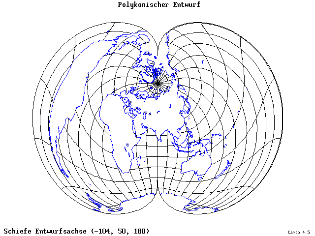 Polyconic Projection - 105°W, 50°N, 180° - wide