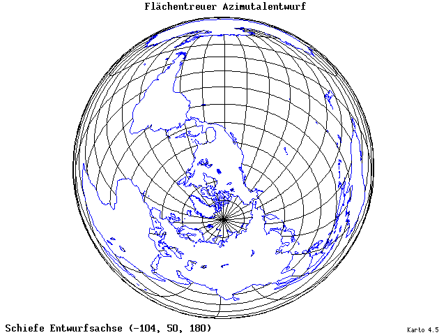 Azimuthal Equal-Area Projection - 105°W, 50°N, 180° - wide