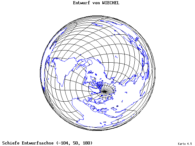 Wiechel's Projection - 105°W, 50°N, 180° - wide