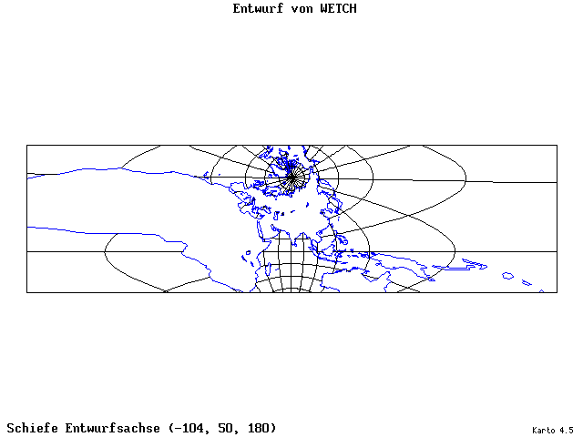 Wetch's Projection - 105°W, 50°N, 180° - wide