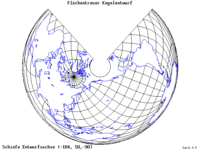 Conical Equal-Area Projection - 105°W, 50°N, 270° - wide