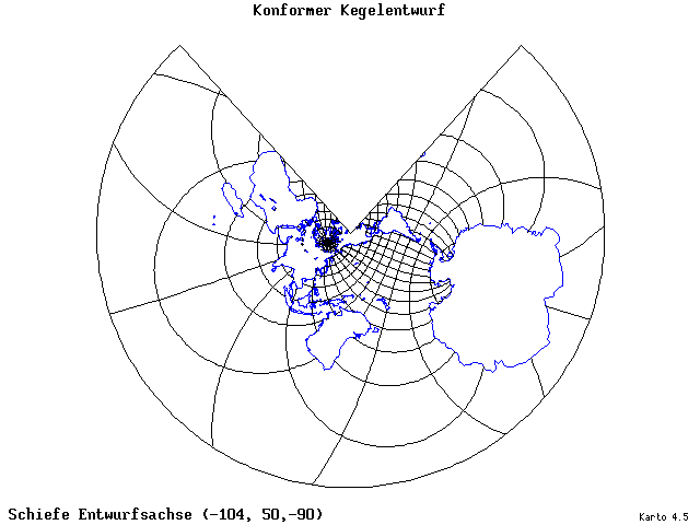 Conical Conformal Projection - 105°W, 50°N, 270° - wide