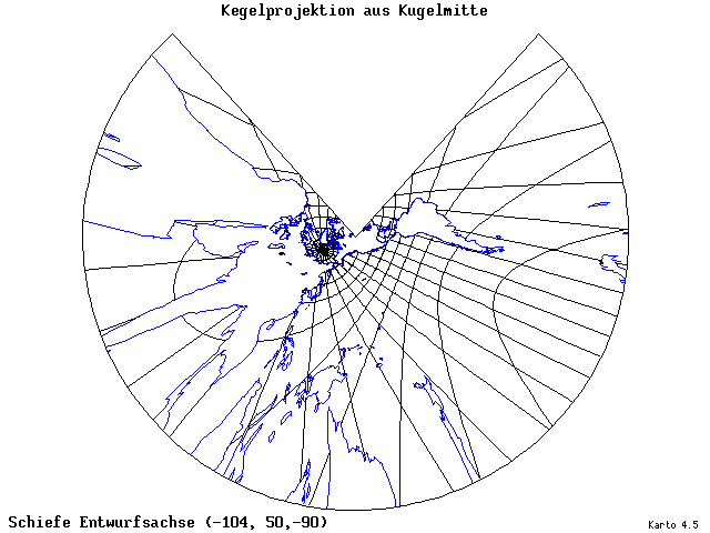 Conical Gnomonic Projection - 105°W, 50°N, 270° - wide