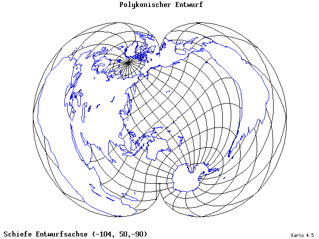 Polyconic Projection - 105°W, 50°N, 270° - wide