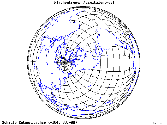Azimuthal Equal-Area Projection - 105°W, 50°N, 270° - wide