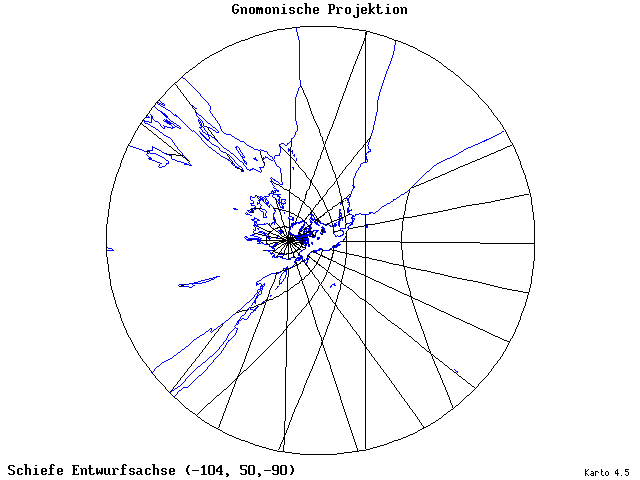 Gnomonic Projection - 105°W, 50°N, 270° - wide