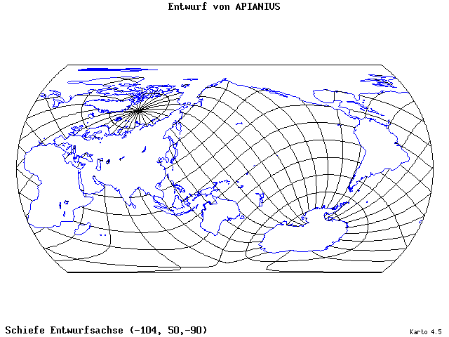 Apianius' Projection - 105°W, 50°N, 270° - wide