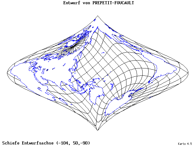 Prepetit-Foucault Projection - 105°W, 50°N, 270° - wide