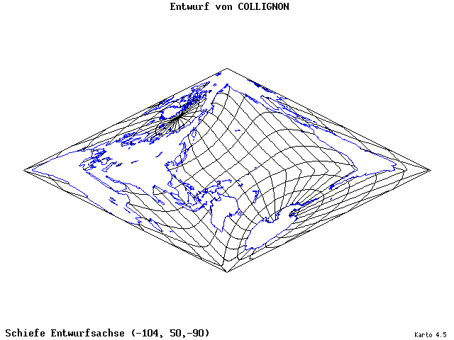 Collignon's Projection - 105°W, 50°N, 270° - wide