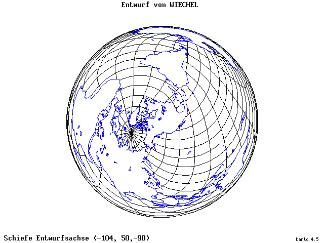 Wiechel's Projection - 105°W, 50°N, 270° - wide