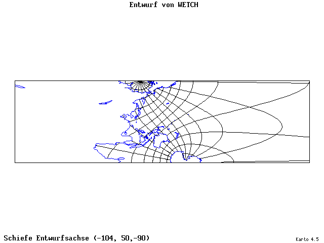 Wetch's Projection - 105°W, 50°N, 270° - wide