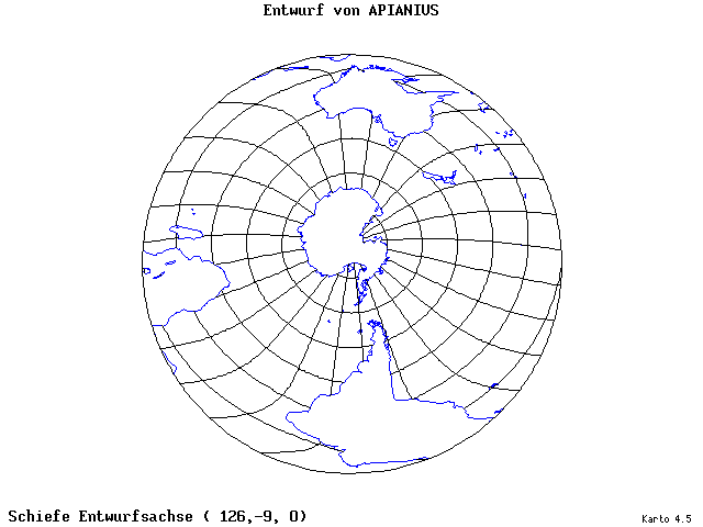 Apianius' Projection - 126°E, 9°S, 0° - standard