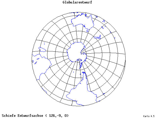 Globular Projection - 126°E, 9°S, 0° - standard
