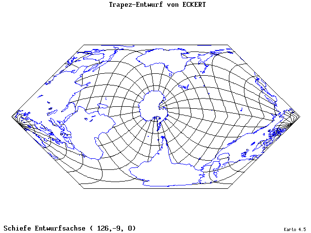 Eckhart's Trapezoid Projection - 126°E, 9°S, 0° - standard