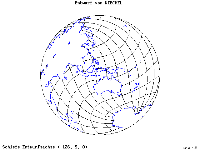 Wiechel's Projection - 126°E, 9°S, 0° - standard