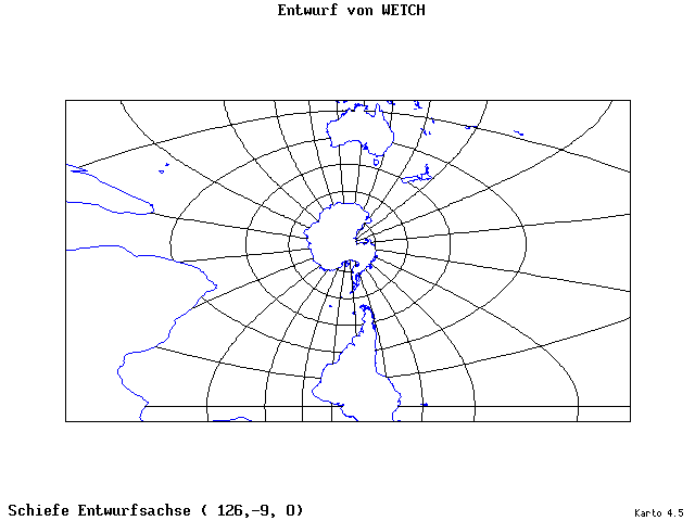 Wetch's Projection - 126°E, 9°S, 0° - standard