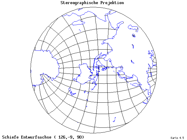Stereographic Projection - 126°E, 9°S, 90° - standard
