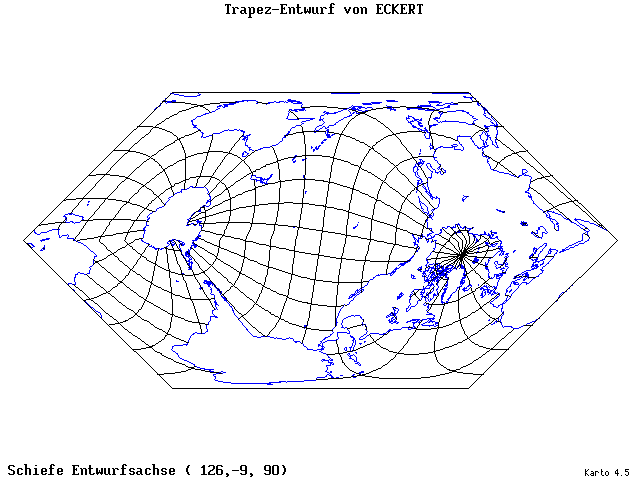 Eckhart's Trapezoid Projection - 126°E, 9°S, 90° - standard