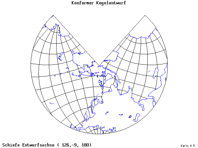 Conical Conformal Projection - 126°E, 9°S, 180° - standard