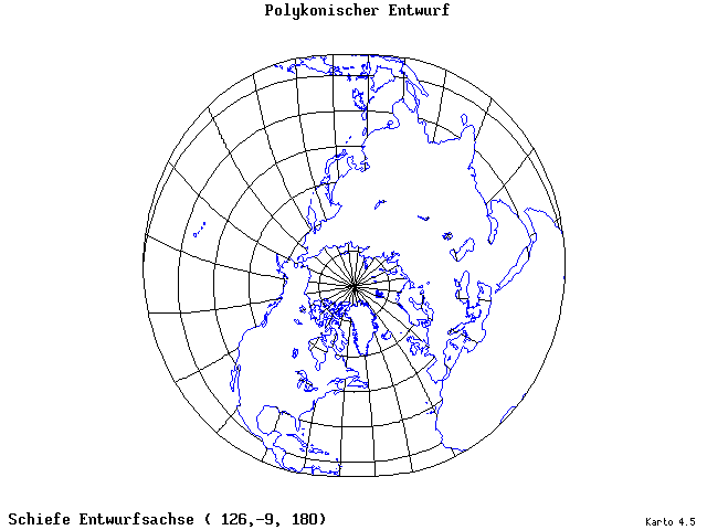 Polyconic Projection - 126°E, 9°S, 180° - standard