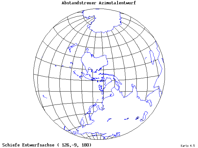 Azimuthal Equidistant Projection - 126°E, 9°S, 180° - standard