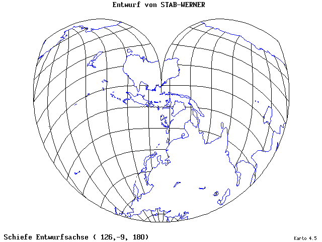 Stab-Werner Projection - 126°E, 9°S, 180° - standard
