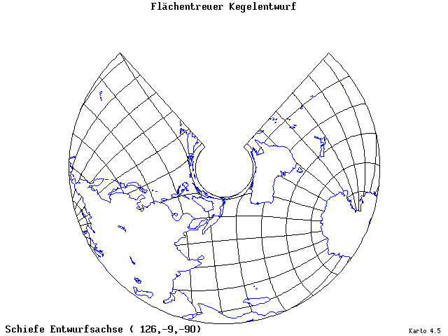 Conical Equal-Area Projection - 126°E, 9°S, 270° - standard