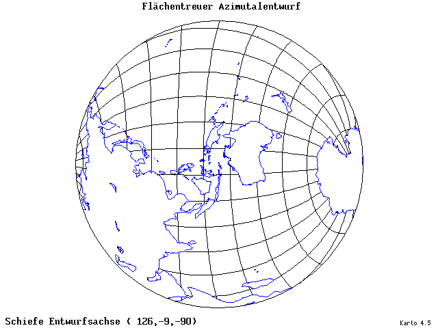Azimuthal Equal-Area Projection - 126°E, 9°S, 270° - standard
