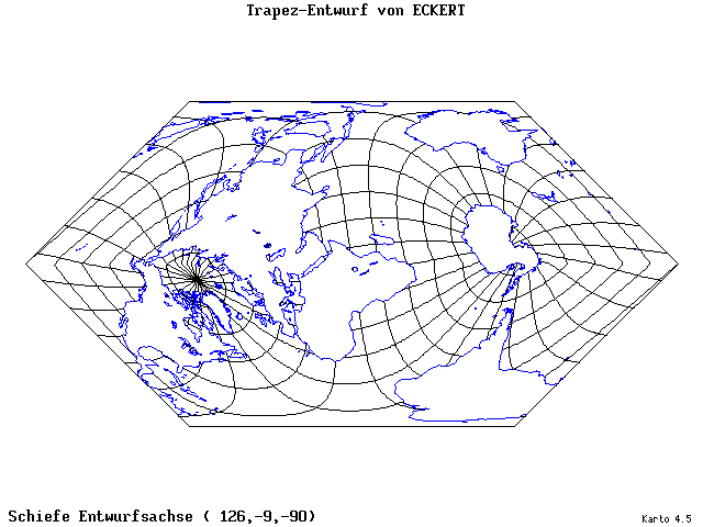 Eckhart's Trapezoid Projection - 126°E, 9°S, 270° - standard
