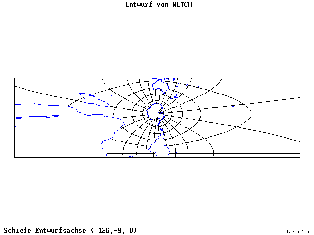 Wetch's Projection - 126°E, 9°S, 0° - wide