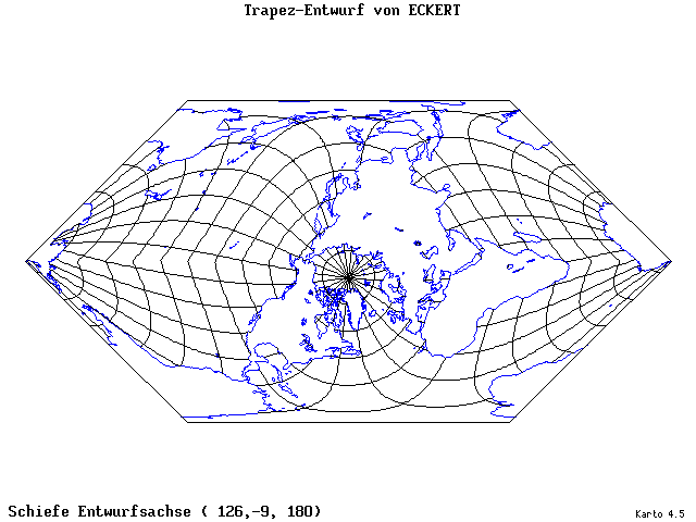 Eckhart's Trapezoid Projection - 126°E, 9°S, 180° - wide