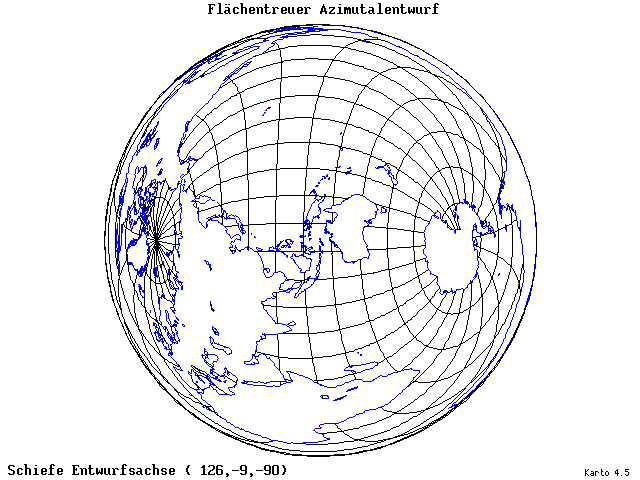 Azimuthal Equal-Area Projection - 126°E, 9°S, 270° - wide