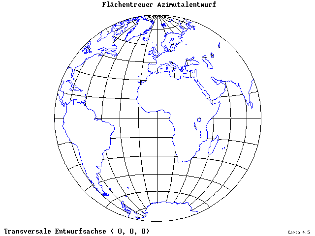 Azimuthal Equal-Area Projection - 0°E, 0°N, 0° - standard