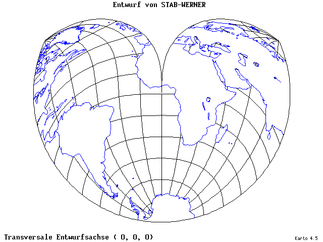 Stab-Werner Projection - 0°E, 0°N, 0° - standard