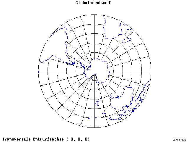 Globular Projection - 0°E, 0°N, 0° - standard