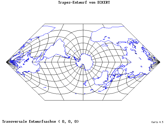 Eckhart's Trapezoid Projection - 0°E, 0°N, 0° - standard