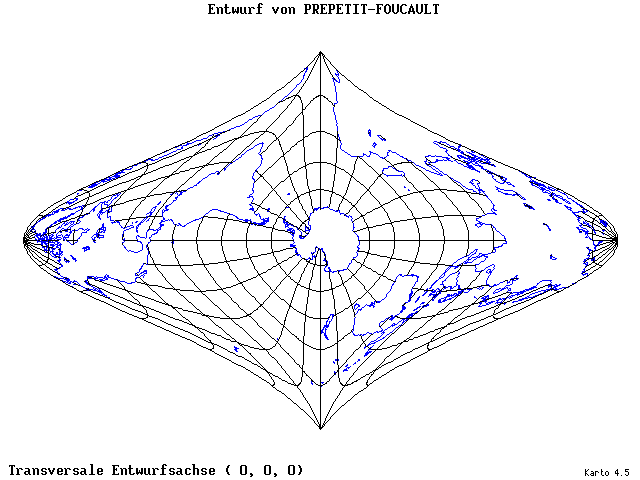 Prepetit-Foucault Projection - 0°E, 0°N, 0° - standard