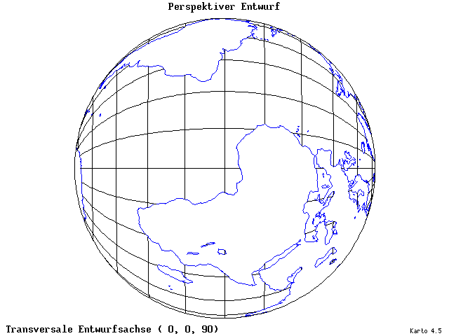 Perspective Projection - 0°E, 0°N, 90° - standard